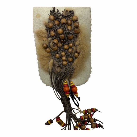 Brand New Women's Mongolian Style Felt Bag Handmade Drawstrings Beaded - Picture 7 of 7